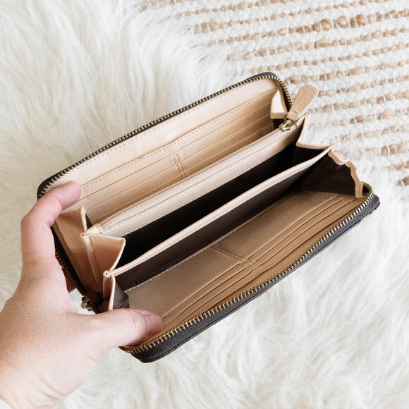 Coach Peyton Long Zip Around Wallet F50180 Signature CC Accordion Brown Tan - Picture 10 of 12